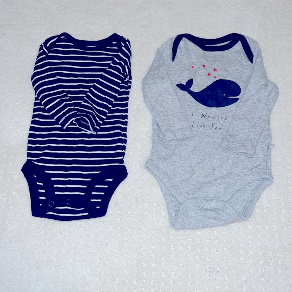 Bundle of 2 Long Sleeve Onesies - 3-6 Months